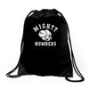 mighty numbers Drawstring Bags
