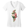 breast cancer flowers Women's V-Neck T-Shirt
