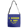 i kissed a boy Adjustable Strap Totes