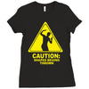 caution shapes being thrown printed Ladies Fitted T-Shirt