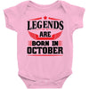 Legends Are Born In October Baby Onesie