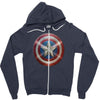 cotton captain america shield distressed, ideal gift or present Zipper Hoodie