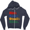 Hit Run Steal  Slide Zipper Hoodie