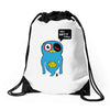 uberpup hey brain cakes! Drawstring Bags