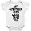my girlfriend lifts more than you (2) Baby Onesie