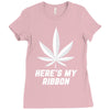 Support Lung Cancer Awareness With A White Cannabis Leaf Ladies Fitted T-Shirt