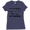 are you looking at my weiner t shirt funny dog wiener dachshund s m l Ladies Fitted T-Shirt