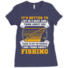 Sit In Church And Think About Fishing Ladies Fitted T-Shirt