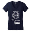 made in 1945 70 years of being awesome Women's V-Neck T-Shirt