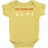 eat, sleep &amp; train triathlon sports, gym, athletic Baby Onesie