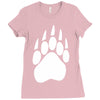 large bear paw print crew neck long sleeve Ladies Fitted T-Shirt