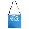 cock   taste the difference funny Adjustable Strap Totes