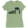 stop following me funny darwins evolution parody mens white t shirt Ladies Fitted T-Shirt