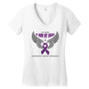 my hero is now my angel pancreatic cancer awareness Women's V-Neck T-Shirt