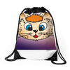 Orange cat Drawstring Bags