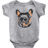 blue and tan frenchie Baby Bodysuit