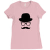 hat wayfarer glasses funny moustache hipster funny geek light tee shir Ladies Fitted T-Shirt