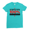always give 100%, unless you're donating blood Ladies Fitted T-Shirt