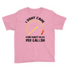 I Don't Care How Many Miles Per Gallon Youth Tee