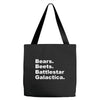 bears, beets, battlestar galactica Tote Bags