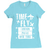 TIME TO FLY TO LONDON PARIS NEW YORK Ladies Fitted T-Shirt
