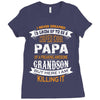 Super Cool Papa Of A Freaking Awesome Grandson Ladies Fitted T-Shirt