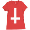 wasted youth inverted cross indie geek swag funny Ladies Fitted T-Shirt