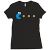 funny 80s pacman cookie monster retro gaming Ladies Fitted T-Shirt