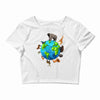 animal polygon around the planet Crop Top