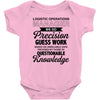 logistic operator manager we do precision guess work based on unreliab Baby Bodysuit