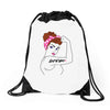 girl power survivor breast cancer Drawstring Bags