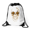 skull coffee Drawstring Bags