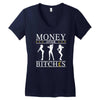 money over bitches graphic Women's V-Neck T-Shirt