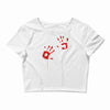 bloody hand print funny zombie kill undead blood horror killer Crop Top