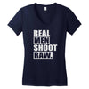 real men shoot raw Women's V-Neck T-Shirt