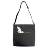 unicorn scooting on the floor Adjustable Strap Totes