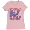 my cat and i stay in tonight Ladies Fitted T-Shirt