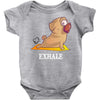 yoga pug exhale Baby Bodysuit
