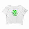 celtic green clover skull patch, irish biker patches Crop Top