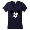 skull mickey cartoon Women's V-Neck T-Shirt