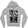 TIME TO FLY TO LONDON PARIS NEW YORK Zipper Hoodie