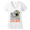 This Girl Loves Her Golden Women's V-Neck T-Shirt