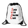 saved with amazing grace Drawstring Bags