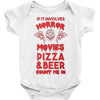 horror movies, pizza and beer Baby Bodysuit