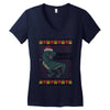 ugly dinosaur merry christmas Women's V-Neck T-Shirt