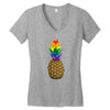 rainbow pineaplle Women's V-Neck T-Shirt