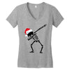 skeleton dabbing christmas Women's V-Neck T-Shirt