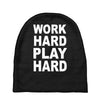 work out play hard funny Baby Beanies