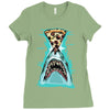 pizza shark graphic Ladies Fitted T-Shirt