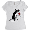cat and wine Women's Triblend Scoop T-shirt